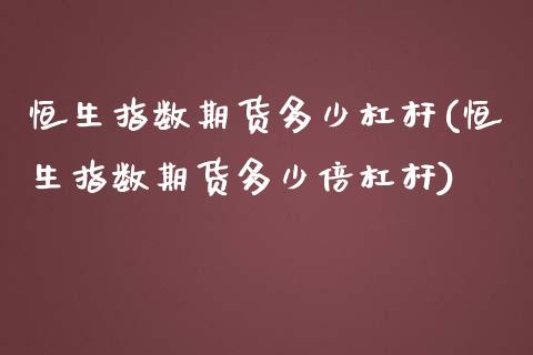 恒生指数期货多少杠杆(恒生指数期货多少倍杠杆)_https://www.iteshow.com_期货百科_第1张