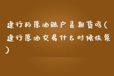 建行的原油账户是期货吗(建行原油交易什么时候恢复)_https://www.iteshow.com_期货手续费_第1张