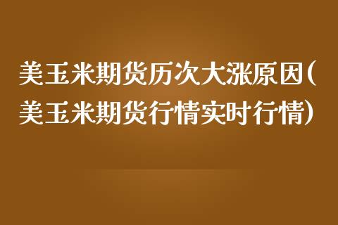 美玉米期货历次大涨原因(美玉米期货行情实时行情)_https://www.iteshow.com_商品期权_第1张