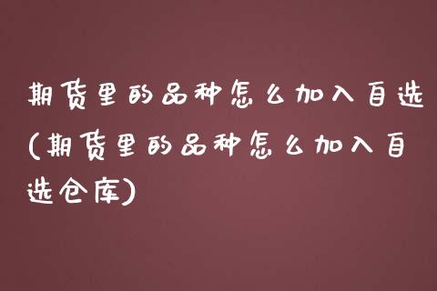 期货里的品种怎么加入自选(期货里的品种怎么加入自选仓库)_https://www.iteshow.com_股指期货_第1张