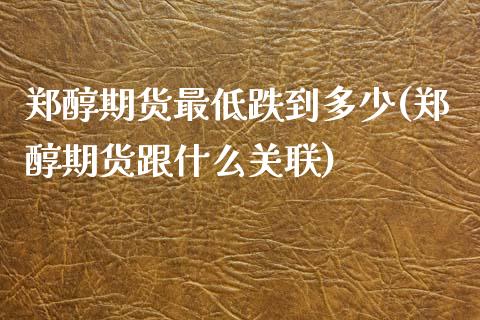 郑醇期货最低跌到多少(郑醇期货跟什么关联)_https://www.iteshow.com_期货百科_第1张