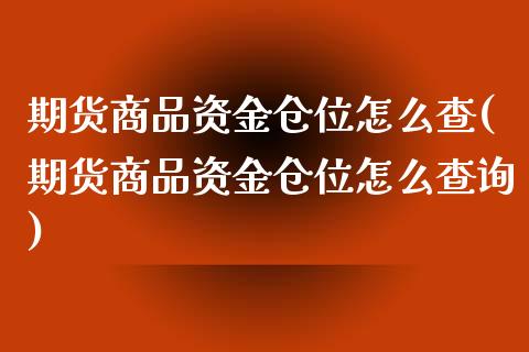 期货商品资金仓位怎么查(期货商品资金仓位怎么查询)_https://www.iteshow.com_股票_第1张