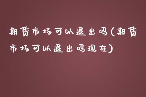 期货市场可以退出吗(期货市场可以退出吗现在)_https://www.iteshow.com_期货公司_第1张