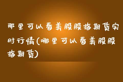 那里可以看美股股指期货实时行情(哪里可以看美股股指期货)_https://www.iteshow.com_股指期货_第1张