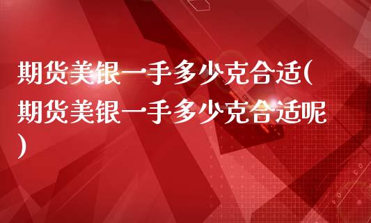 期货美银一手多少克合适(期货美银一手多少克合适呢)_https://www.iteshow.com_期货交易_第1张