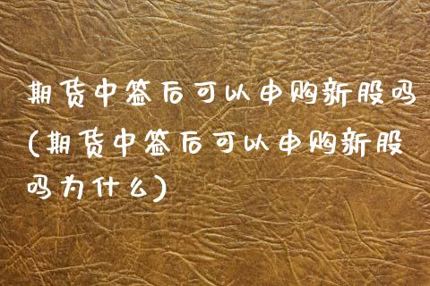 期货中签后可以申购新股吗(期货中签后可以申购新股吗为什么)_https://www.iteshow.com_股指期货_第1张