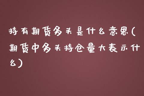 持有期货多头是什么意思(期货中多头持仓量大表示什么)_https://www.iteshow.com_期货手续费_第1张