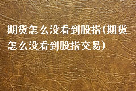 期货怎么没看到股指(期货怎么没看到股指交易)_https://www.iteshow.com_期货交易_第1张