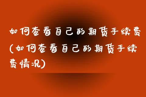 如何查看自己的期货手续费(如何查看自己的期货手续费情况)_https://www.iteshow.com_股指期货_第1张