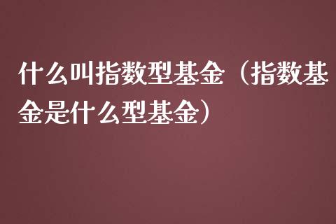 什么叫指数型基金（指数基金是什么型基金）_https://www.iteshow.com_基金_第1张