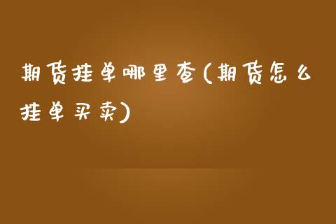 期货挂单哪里查(期货怎么挂单买卖)_https://www.iteshow.com_股指期货_第1张