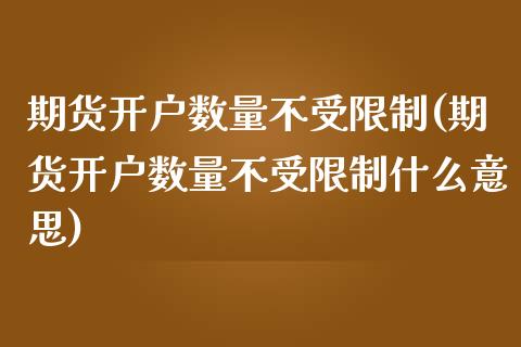 期货开户数量不受限制(期货开户数量不受限制什么意思)_https://www.iteshow.com_商品期权_第1张