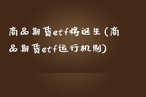 商品期货etf将诞生(商品期货etf运行机制)_https://www.iteshow.com_股指期货_第1张