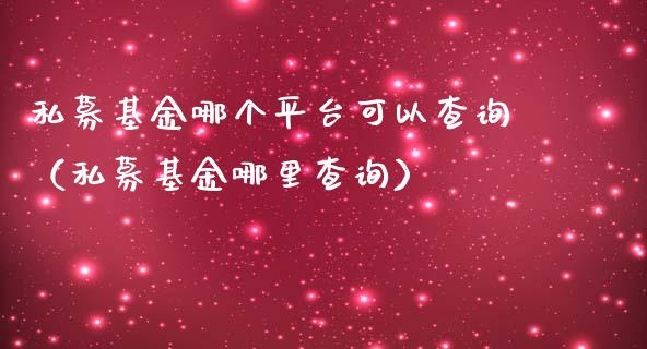 私募基金哪个平台可以查询（私募基金哪里查询）_https://www.iteshow.com_基金_第1张