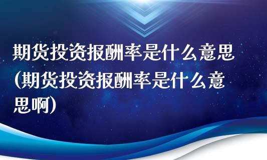 期货投资报酬率是什么意思(期货投资报酬率是什么意思啊)_https://www.iteshow.com_期货开户_第1张