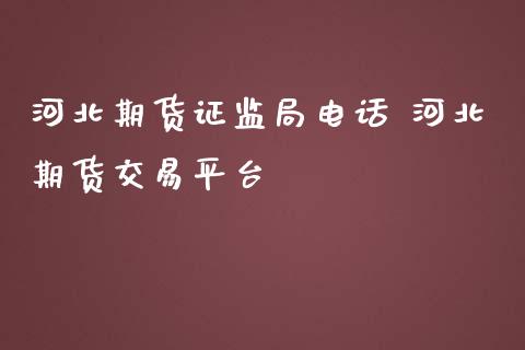 河北期货证监局电话 河北期货交易平台_https://www.iteshow.com_商品期货_第1张