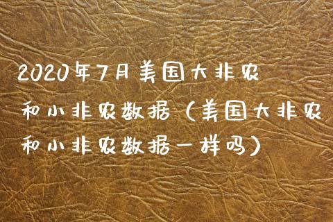 2020年7月美国大非农和小非农数据（美国大非农和小非农数据一样吗）_https://www.iteshow.com_股指期权_第1张