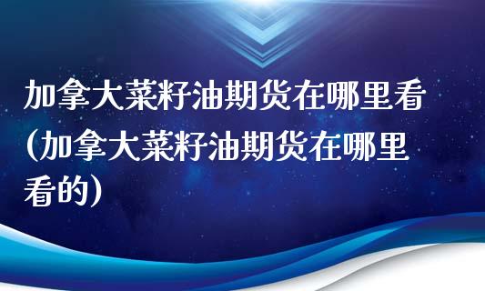 加拿大菜籽油期货在哪里看(加拿大菜籽油期货在哪里看的)_https://www.iteshow.com_商品期货_第1张