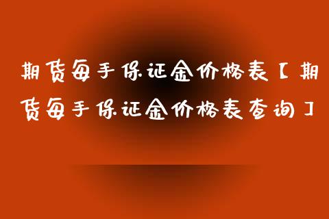 期货每手保证金价格表【期货每手保证金价格表查询】_https://www.iteshow.com_期货交易_第1张