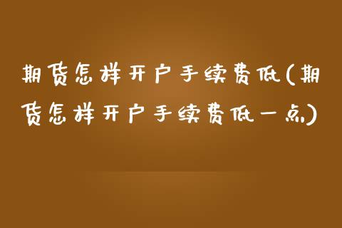 期货怎样开户手续费低(期货怎样开户手续费低一点)_https://www.iteshow.com_原油期货_第1张