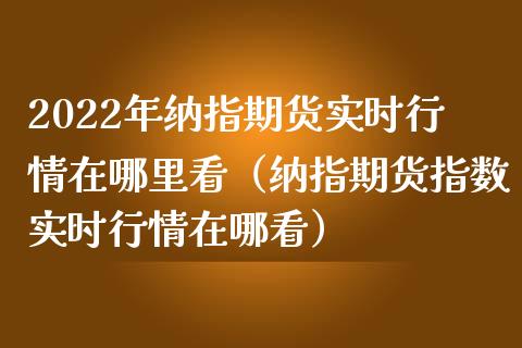 2022年纳指期货实时行情在哪里看（纳指期货指数实时行情在哪看）_https://www.iteshow.com_期货手续费_第1张