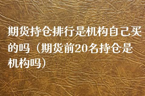 期货持仓排行是机构自己买的吗（期货前20名持仓是机构吗）_https://www.iteshow.com_期货品种_第1张