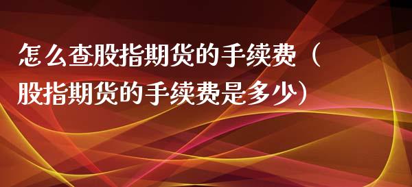 怎么查股指期货的手续费（股指期货的手续费是多少）_https://www.iteshow.com_商品期权_第1张