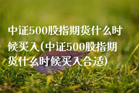 中证500股指期货什么时候买入(中证500股指期货什么时候买入合适)_https://www.iteshow.com_期货交易_第1张