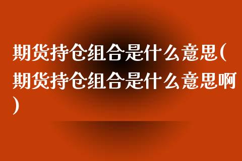 期货持仓组合是什么意思(期货持仓组合是什么意思啊)_https://www.iteshow.com_黄金期货_第1张