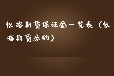 恒指期货保证金一览表（恒指期货合约）_https://www.iteshow.com_期货百科_第1张