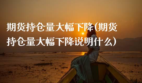 期货持仓量大幅下降(期货持仓量大幅下降说明什么)_https://www.iteshow.com_期货手续费_第1张