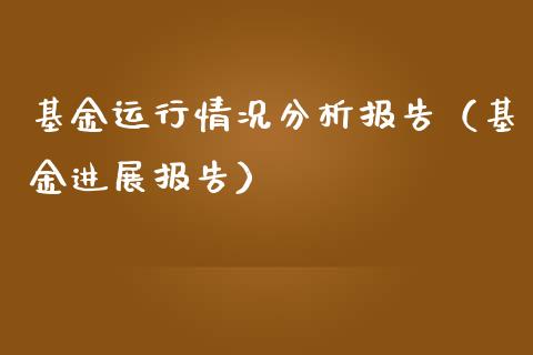 基金运行情况分析报告（基金进展报告）_https://www.iteshow.com_基金_第1张