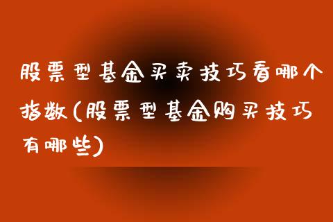 股票型基金买卖技巧看哪个指数(股票型基金购买技巧有哪些)_https://www.iteshow.com_期货手续费_第1张