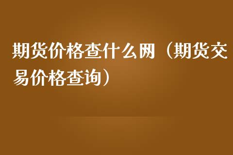 期货价格查什么网（期货交易价格查询）_https://www.iteshow.com_股指期权_第1张