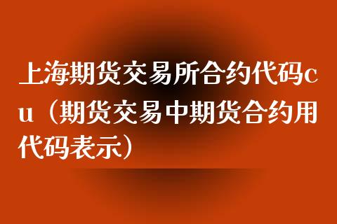 上海期货交易所合约代码cu（期货交易中期货合约用代码表示）_https://www.iteshow.com_股指期权_第1张