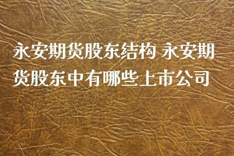 永安期货股东结构 永安期货股东中有哪些上市公司_https://www.iteshow.com_股指期权_第1张