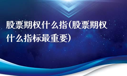 股票期权什么指(股票期权什么指标最重要)_https://www.iteshow.com_期货手续费_第1张