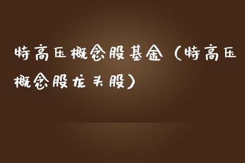 特高压概念股基金（特高压概念股龙头股）_https://www.iteshow.com_基金_第1张