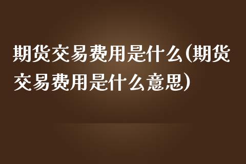 期货交易费用是什么(期货交易费用是什么意思)_https://www.iteshow.com_股指期权_第1张