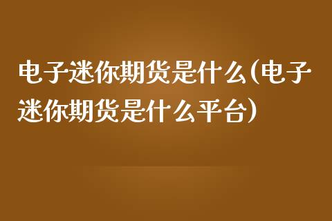 电子迷你期货是什么(电子迷你期货是什么平台)_https://www.iteshow.com_原油期货_第1张