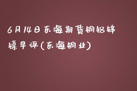 6月14日东海期货铜铝锌镍早评(东海铜业)_https://www.iteshow.com_期货交易_第1张