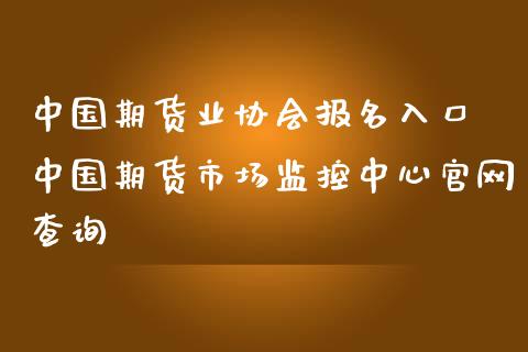 中国期货业协会报名入口 中国期货市场监控中心官网查询_https://www.iteshow.com_期货手续费_第1张