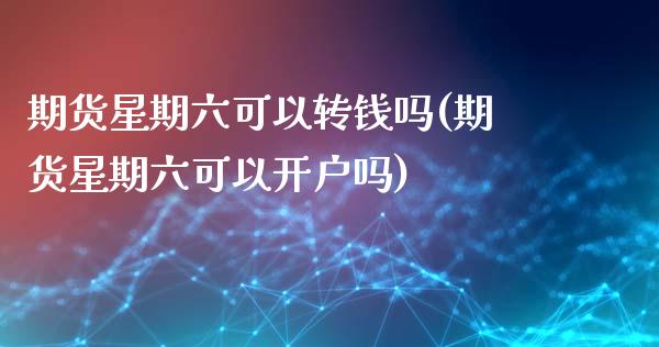 期货星期六可以转钱吗(期货星期六可以开户吗)_https://www.iteshow.com_黄金期货_第1张