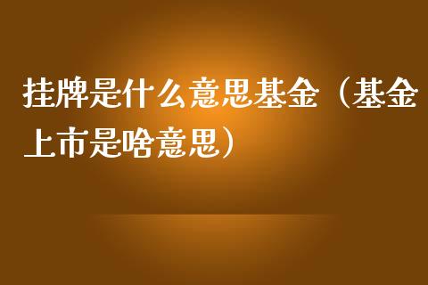 挂牌是什么意思基金（基金上市是啥意思）_https://www.iteshow.com_基金_第1张