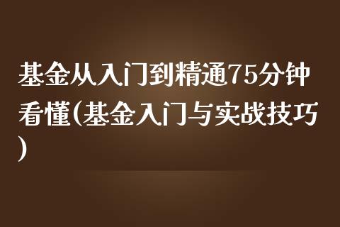 基金从入门到精通75分钟看懂(基金入门与实战技巧)_https://www.iteshow.com_原油期货_第1张