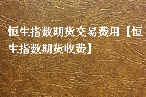 恒生指数期货交易费用【恒生指数期货收费】_https://www.iteshow.com_期货品种_第1张