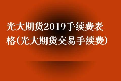 光大期货2019手续费表格(光大期货交易手续费)_https://www.iteshow.com_期货品种_第1张