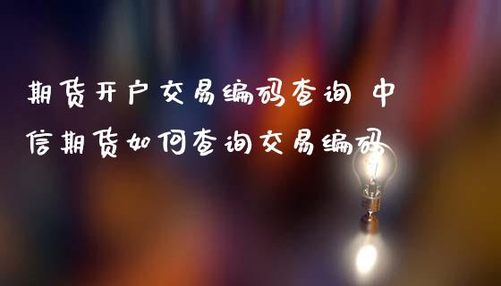 期货开户交易编码查询 中信期货如何查询交易编码_https://www.iteshow.com_原油期货_第1张