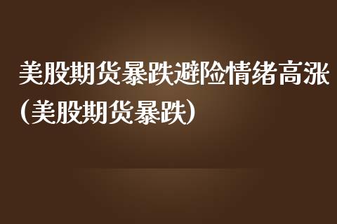 美股期货暴跌避险情绪高涨(美股期货暴跌)_https://www.iteshow.com_基金_第1张