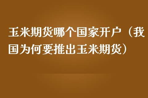 玉米期货哪个国家开户（我国为何要推出玉米期货）_https://www.iteshow.com_期货交易_第1张